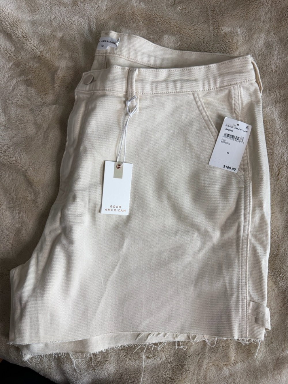 Good American Ecru Denim Skirt with Tags